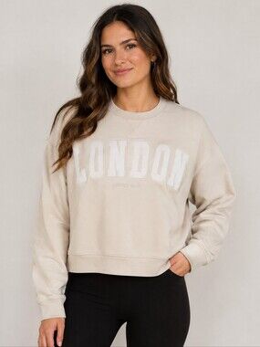 Scotch & Soda London Graphic Crewneck Sweatshirt Beige Neutral Collegiate
